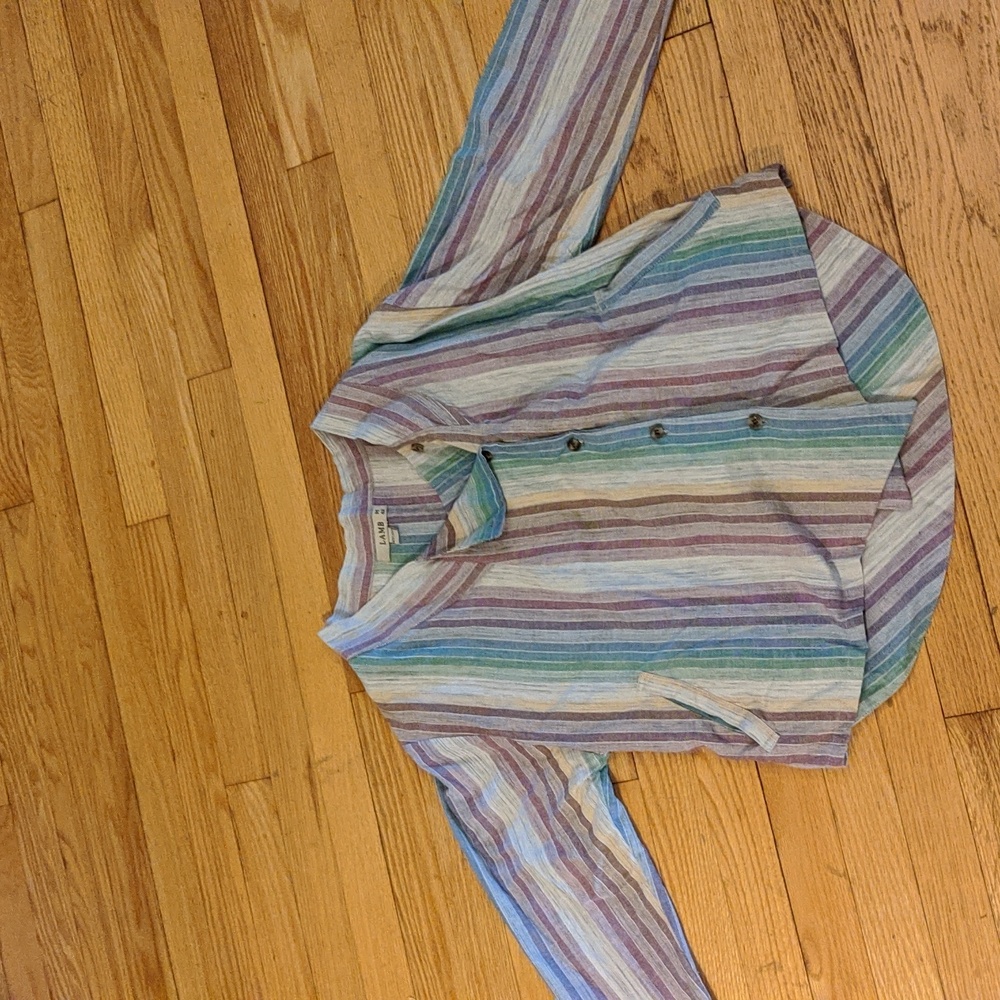 LAMB brand asymmetrical striped button top